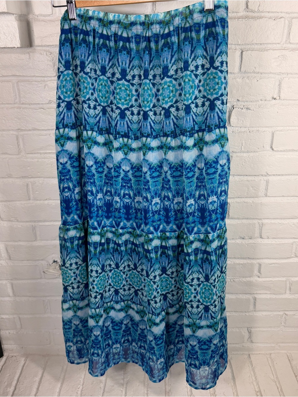 Christopher & Banks Womens Medium Blue Maxi Skirt Tiered Boho Pull On - Picture 5 of 5